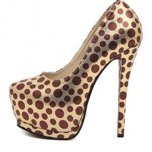 polka dot platform pumps