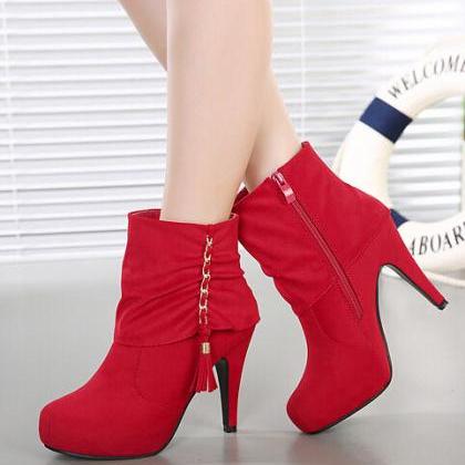 red tassel boots