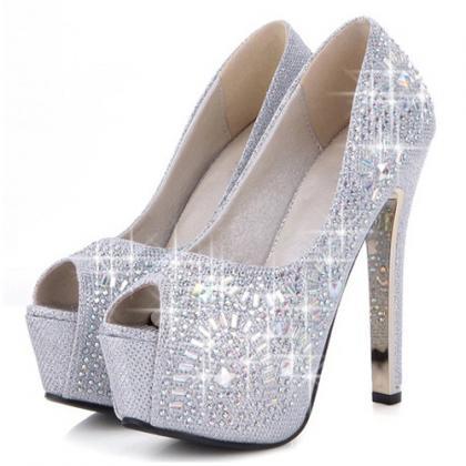 crystal embellished platform heels