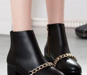 ankle boots with gold chain