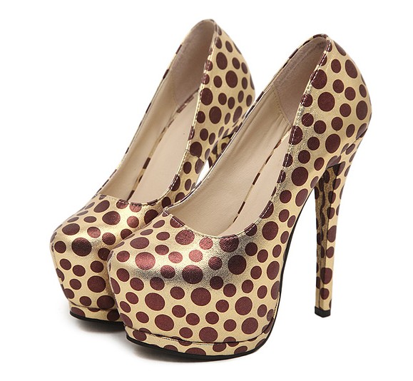 polka dot platform pumps