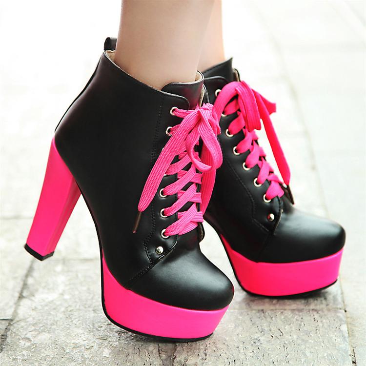 Chunky Heel Lace Up Martens Boots On Luulla 3458