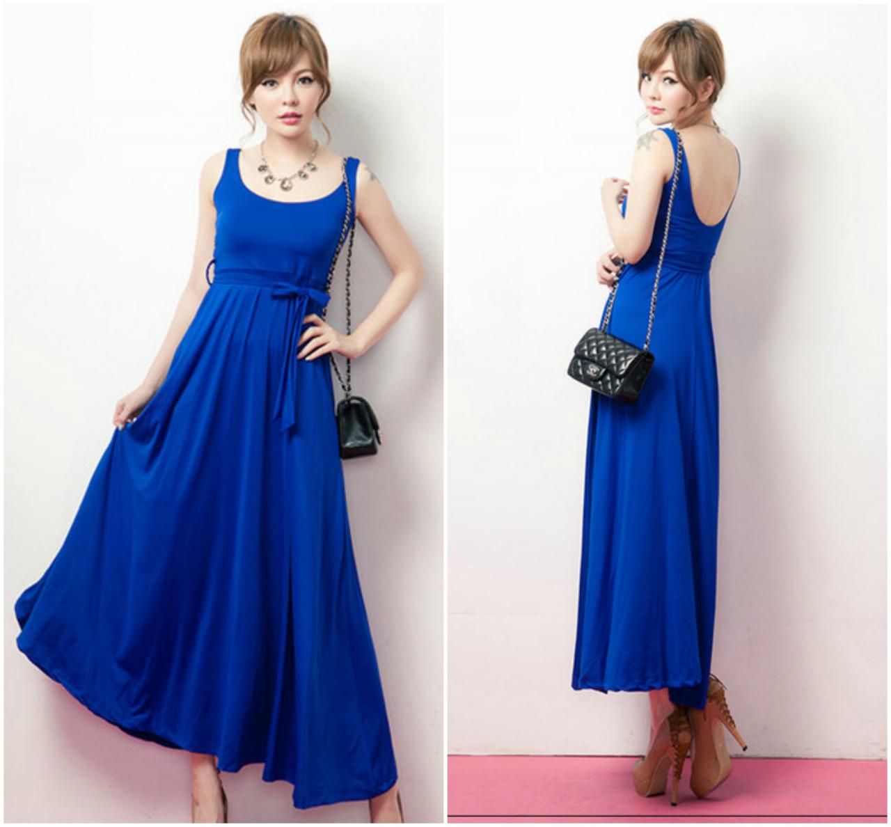 Royal Blue Sleeveless Maxi Dress on Luulla