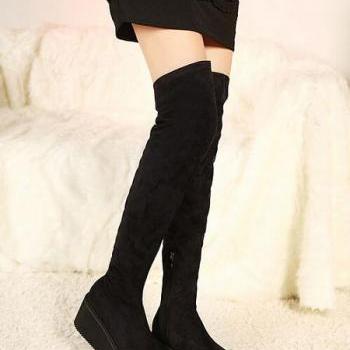 knee length suede boots