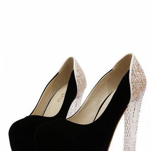 black silver high heels