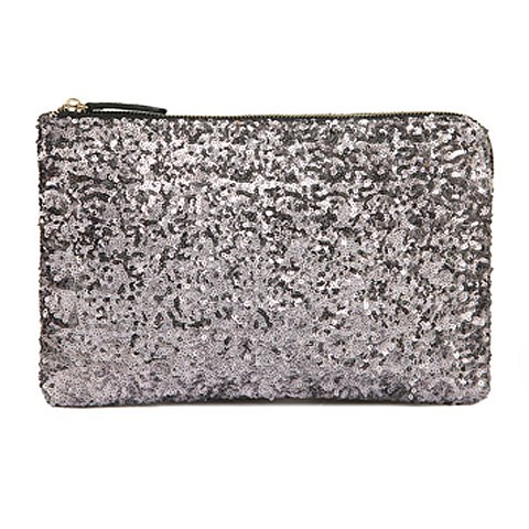 sequin silver clutch