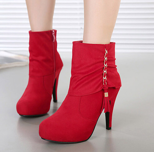 red boots with tassels