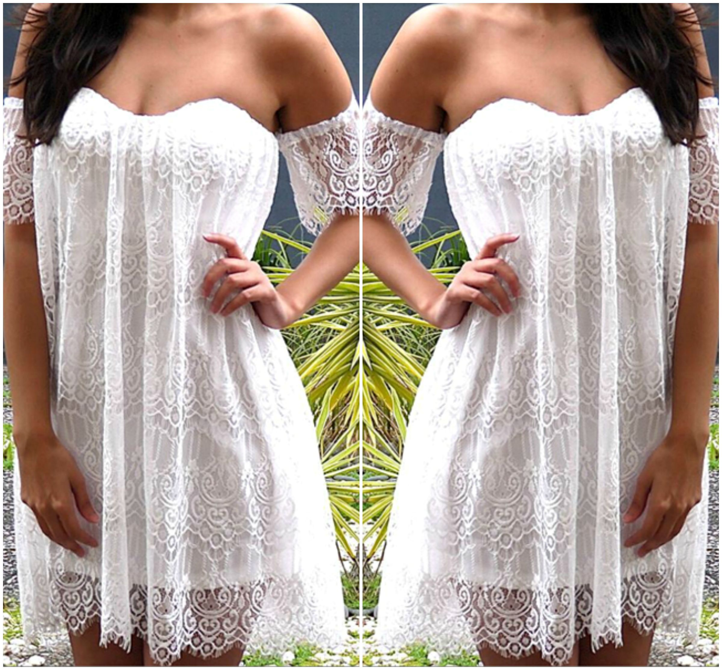 Gorgeous Off Shoulder White Lace Boho Dress On Luulla
