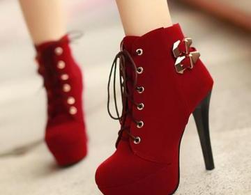 red platform heels boots